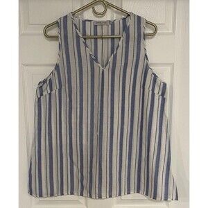 Women's Sleeveless Tank Top Tunic 100% Cotton Textured Classy Stripes XL